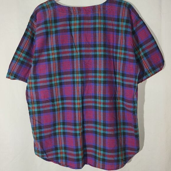 Woolrich Multicolor Plaid Botton Short Sleeve Size L - Picture 5 of 7